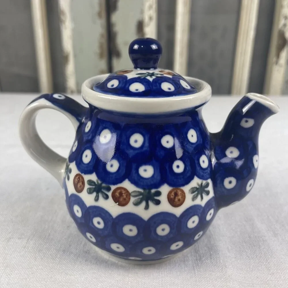 Boleslawiec Polish Pottery Nature Tea Pot with Lid Spout
